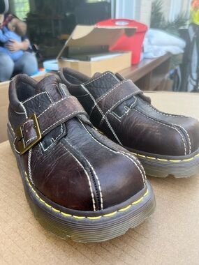 Doc marten Brown Leather Hook-and-Loop Casual Shoes—size 9. Brand new